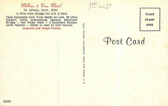 Million Dollar View Motel - Vintage Postcard (newer photo)
